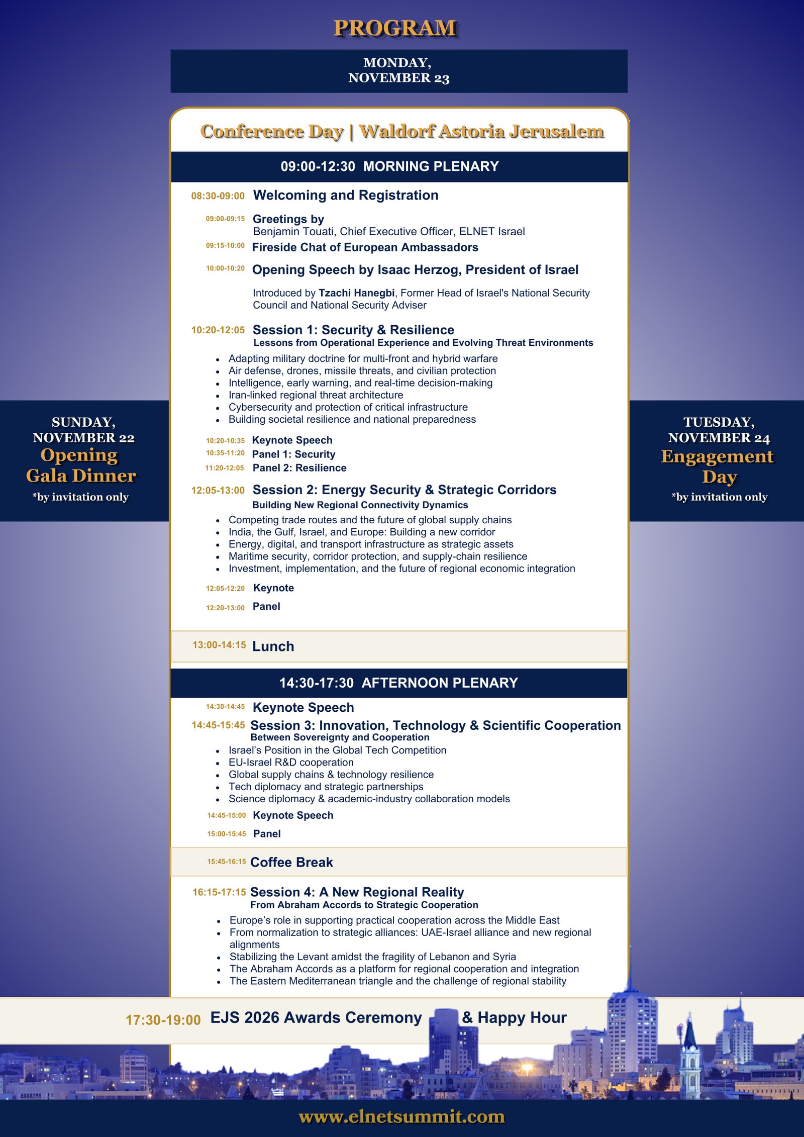 ELNET Jerusalem Summit 2026 Program
